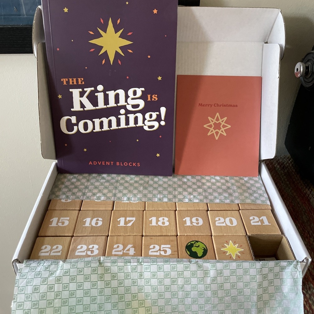 NIB! Goodkind Advent Blocks Traditions The King is Coming Wooden Block Book Set